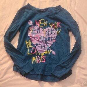 GAP Kids Blue Long Sleeve Tee with Colorful City Graphics